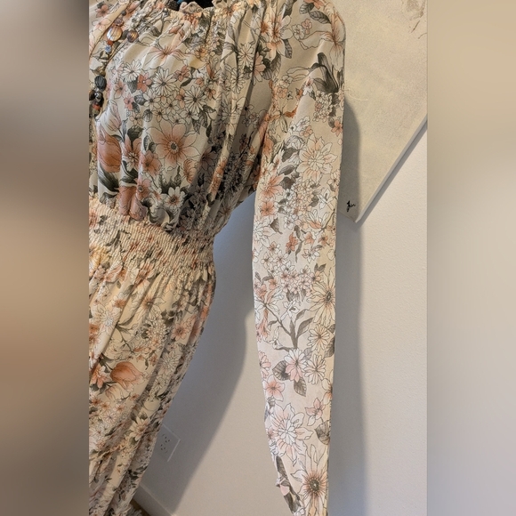 Kate and Lily Floral Sheer Boho Tiered Sun maxi Dress size 14 xl, off shoulder - Picture 7 of 13